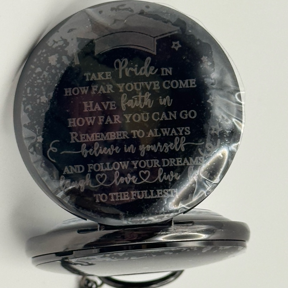 Motivational Black Graduation Pocket Watch